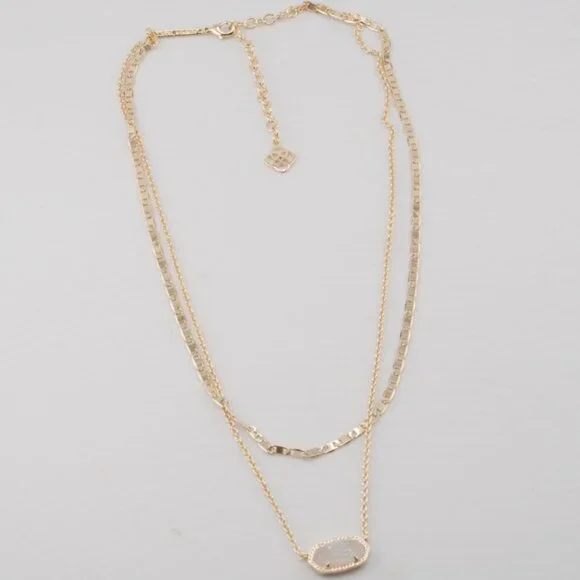 Kendra Scott Double Layer H Chain White Quartz Necklace - Picture 3 of 3